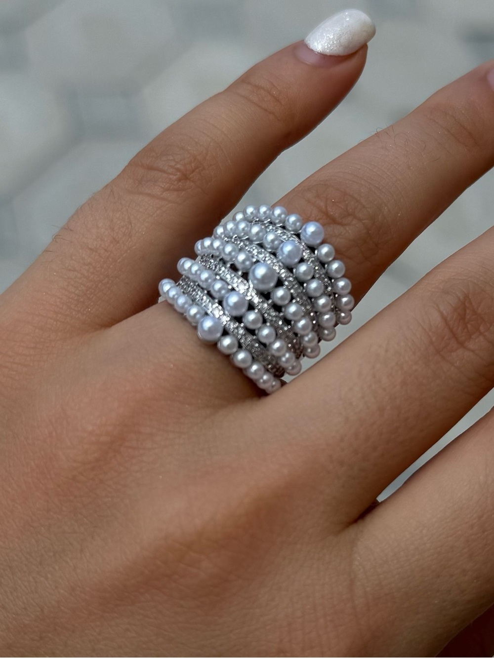 Elegant Pearl Silver Ring